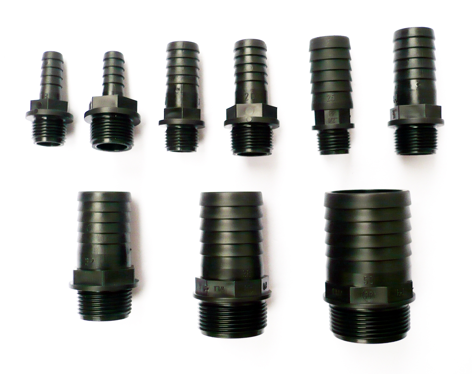 Hose Tail Connector. Barbed to Male BSP Thread. Pond, Pool, Hose Pipe